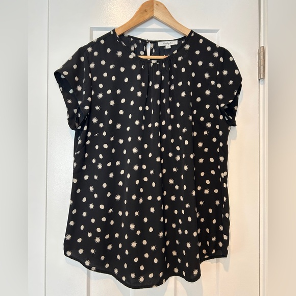 Monday Fun Tops - Elegant Black and White Polka Dot Blouse